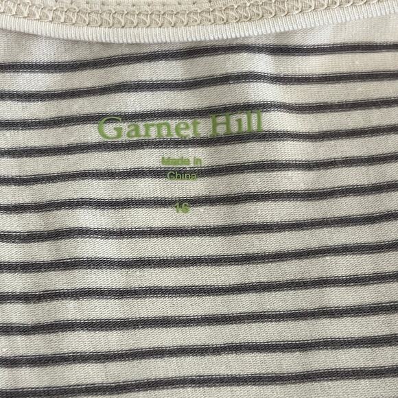 Garnet Hill Striped Short Sleeve Dress Cream Gray Stripe sz 16 - Picture 5 of 7